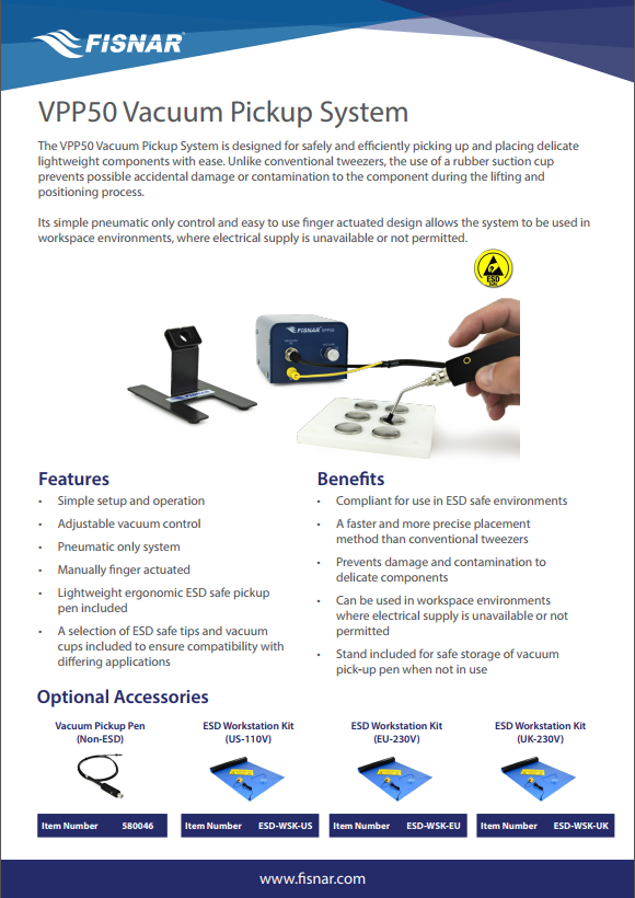 Fisnar VPP50 Vacuum Pickup System Data Sheet